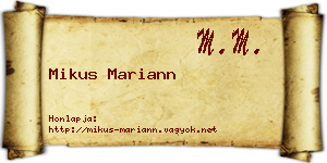 Mikus Mariann névjegykártya